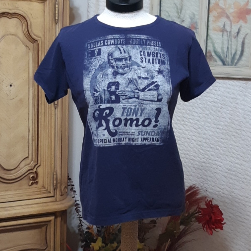 Tony ROMO COWBOYS Football Tshirt Womens Tee Sports Short sleeve Crew